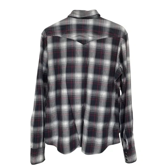 Salt Valley Western Pearl Snap Plaid Men’s Long Sleeve Ranch Shirt Size Medium - Picture 3 of 11